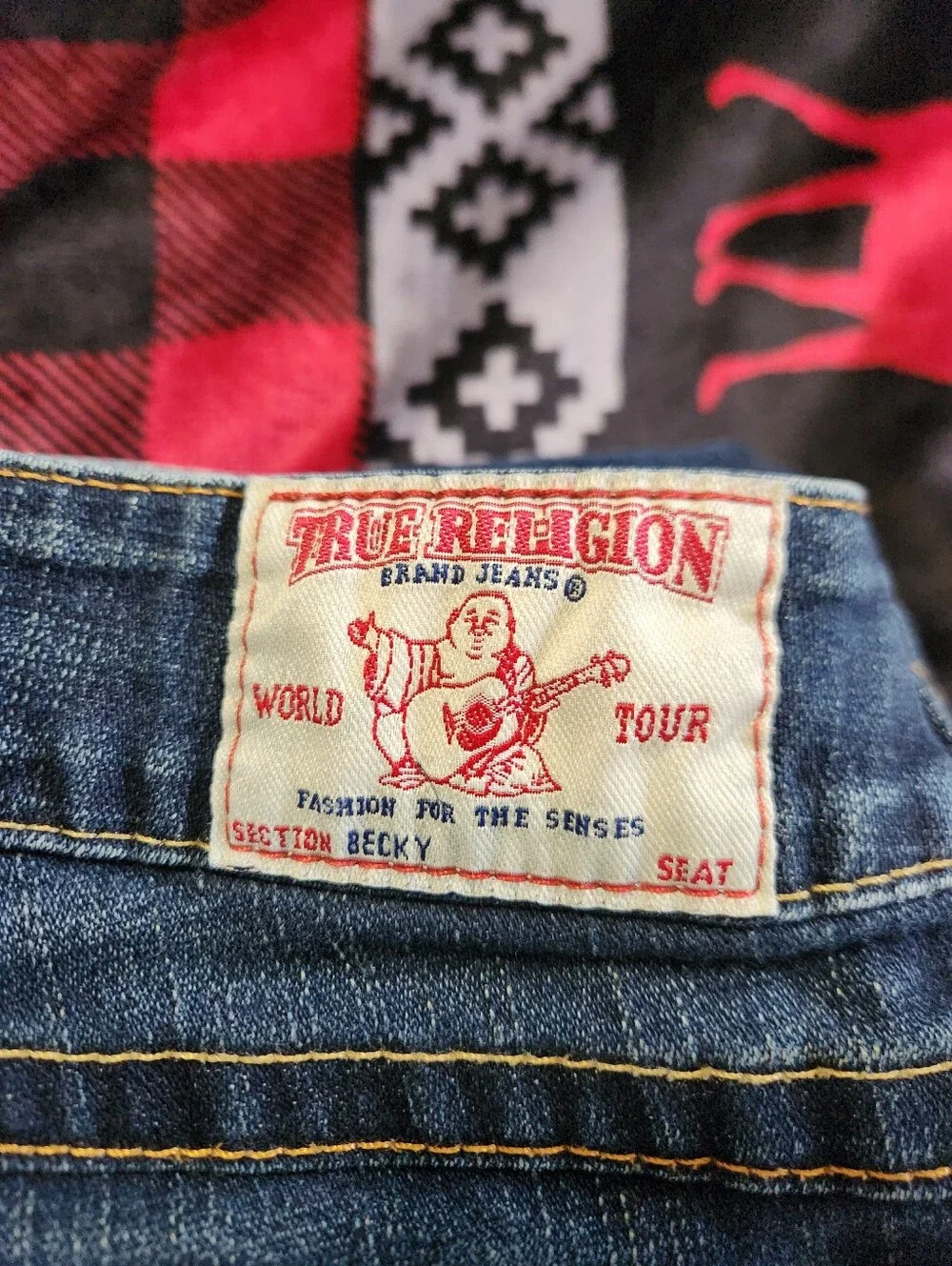 True Religion Becky Bootcut Jeans Size 29 Contrast Stitch Flap Pocket Y2K - Picture 10 of 11